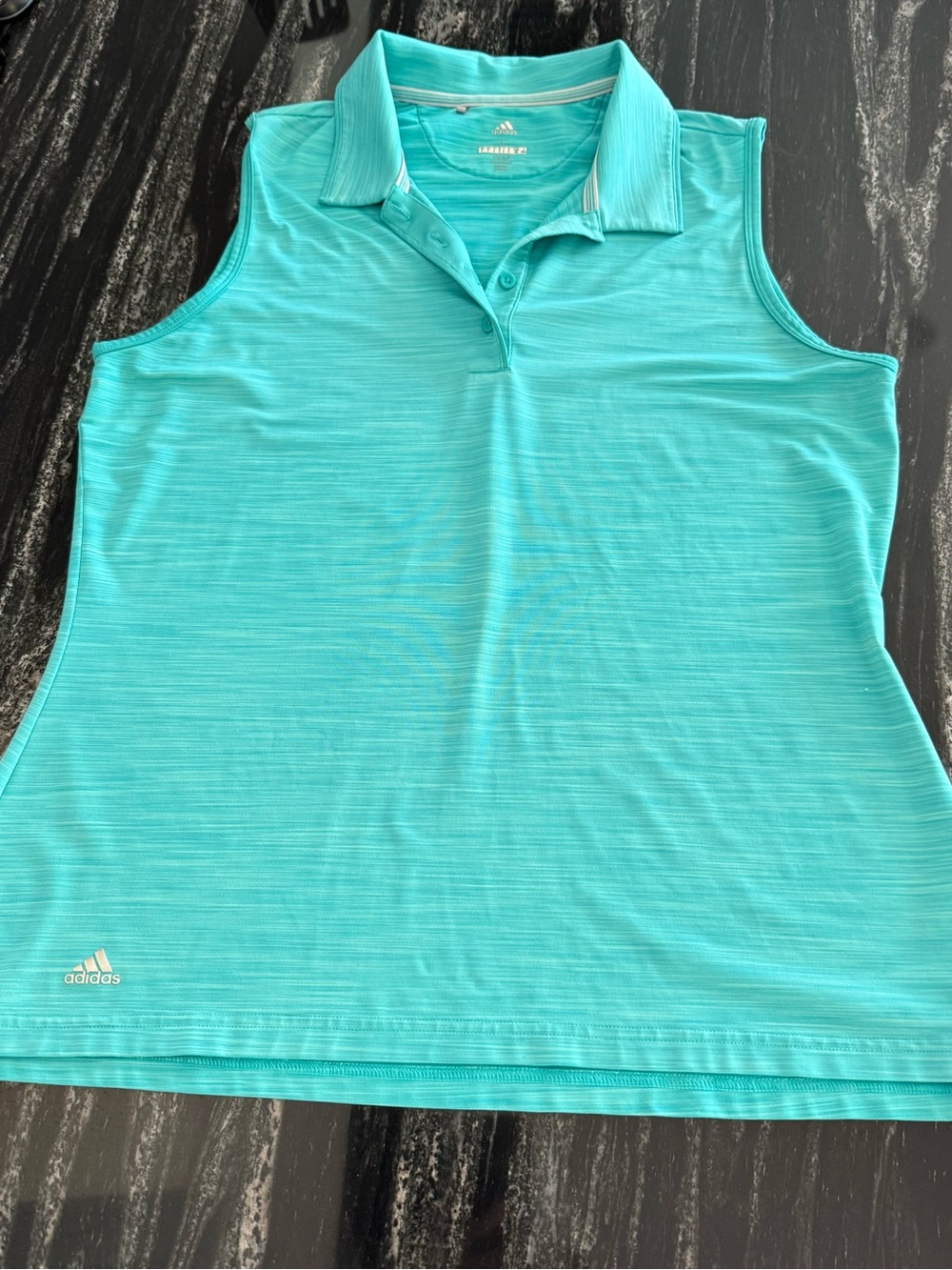 Adidas Turquoise Sleeveless Polo Top Size Large
